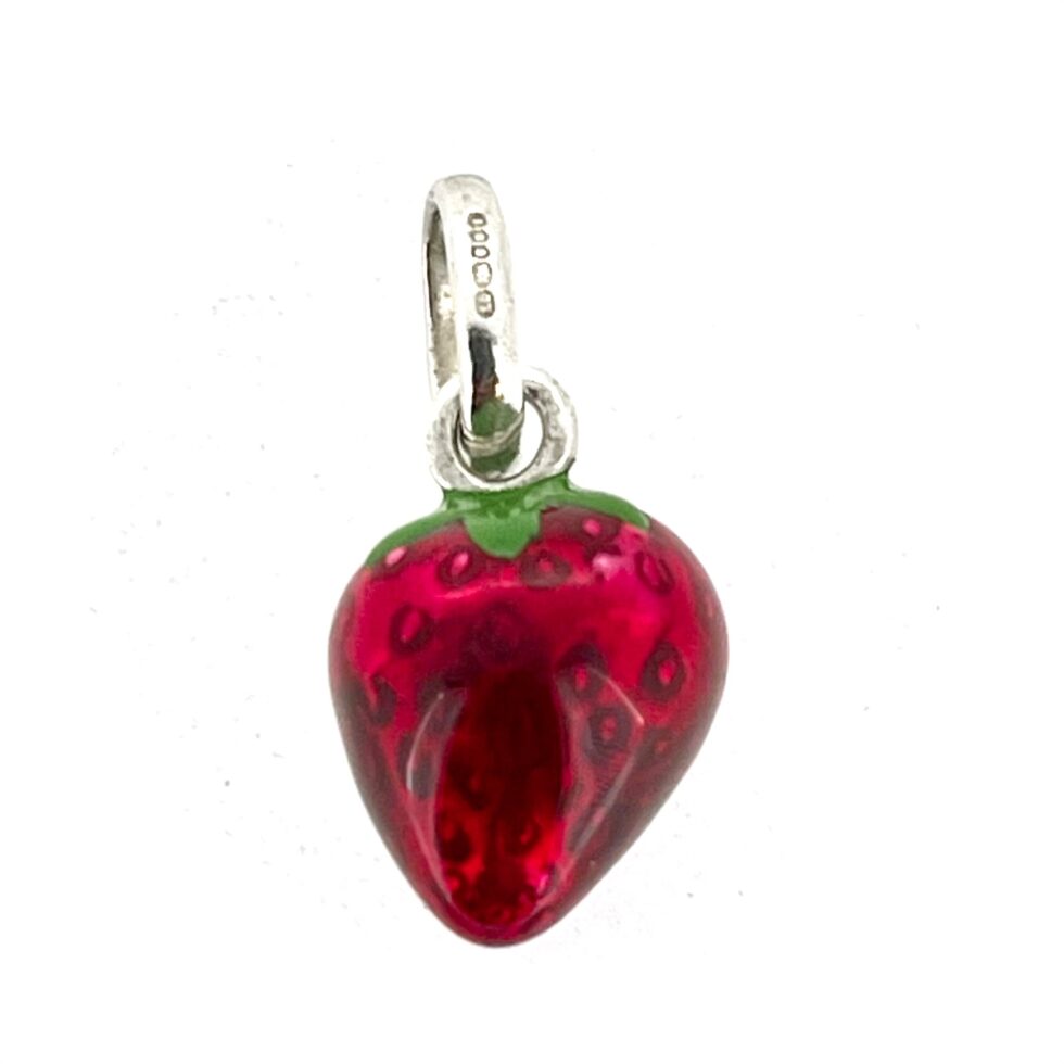 Vintage Links of London Strawberry Charm Sterling Silver Red Enamel 2010