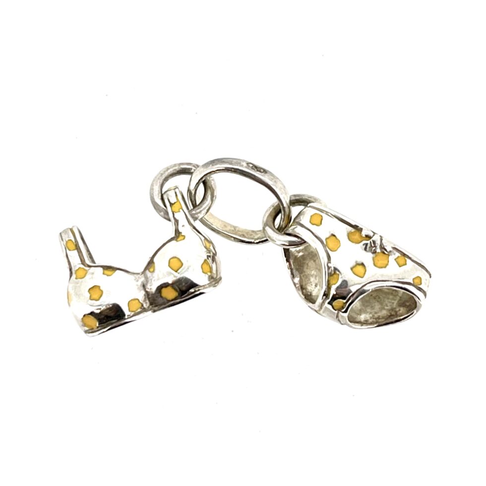 Vintage Links of London Yellow Polka Dot Bikini Charm Sterling Silver 2009