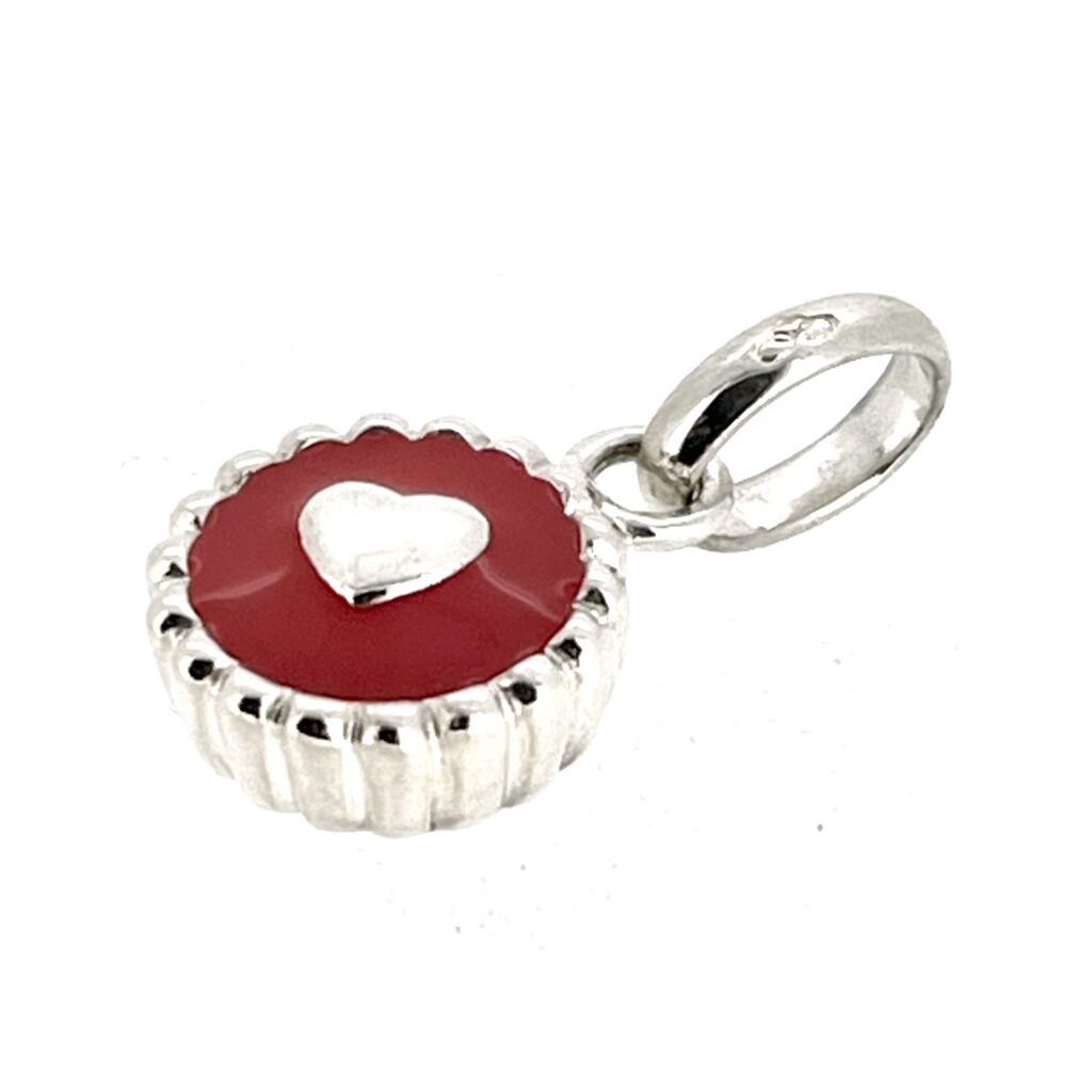 Sterling silver Links of London cake charm with raised heart detail