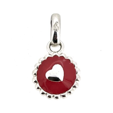 Vintage Links of London iced heart cake charm in sterling silver with red enamel