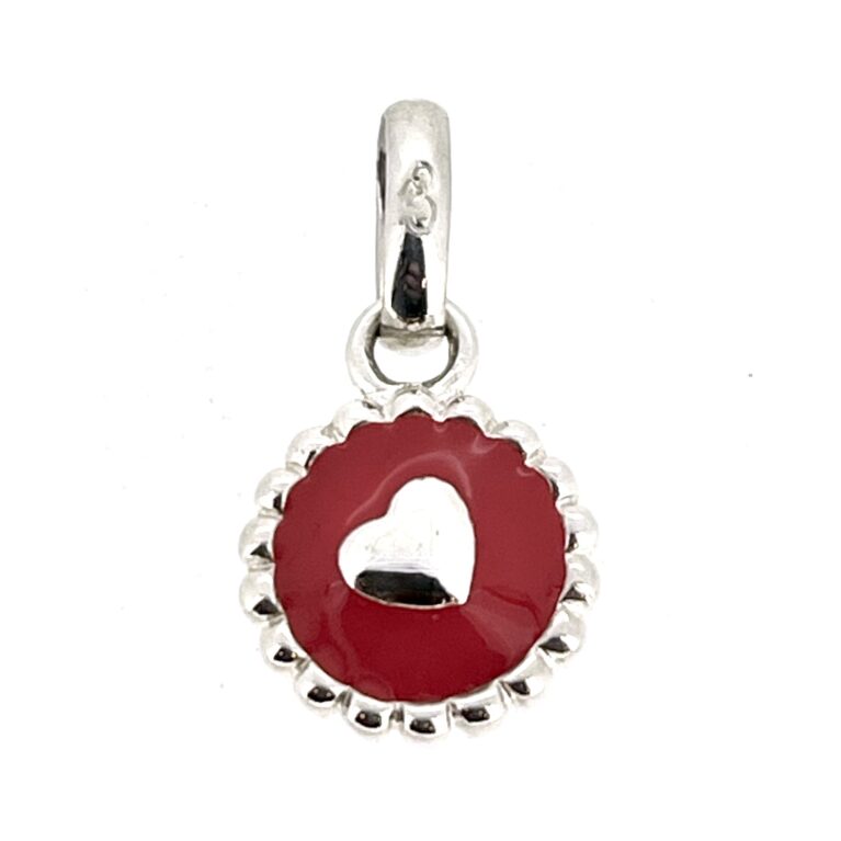 Vintage Links of London iced heart cake charm in sterling silver with red enamel