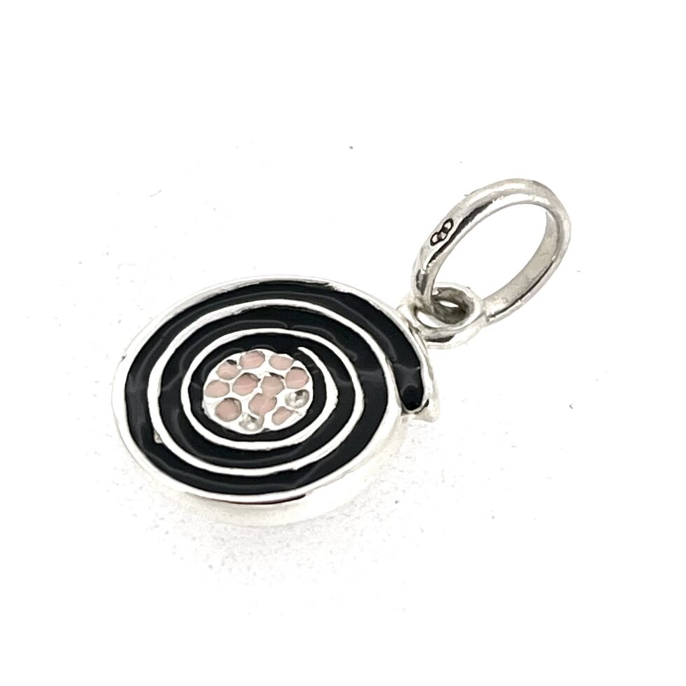Sterling silver liquorice swirl charm with black enamel