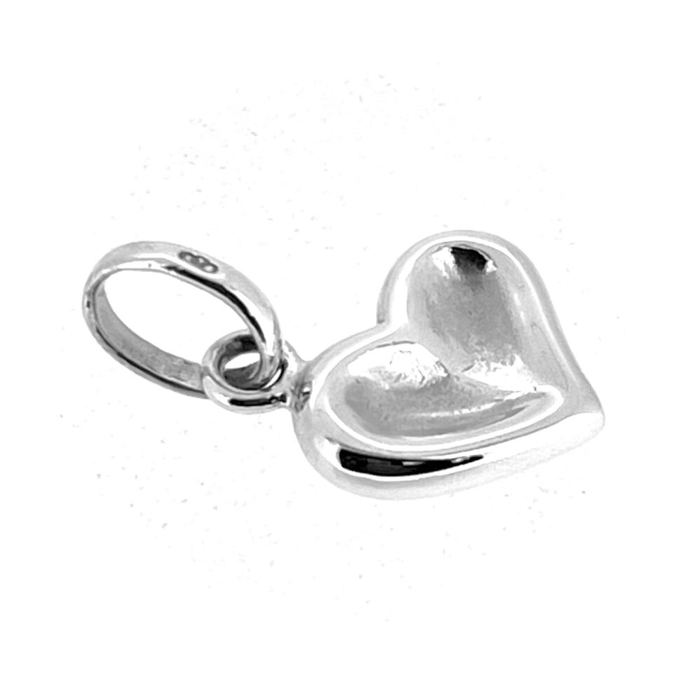 Polished sterling silver thumbprint heart charm with split ring for Sweetie bracelet