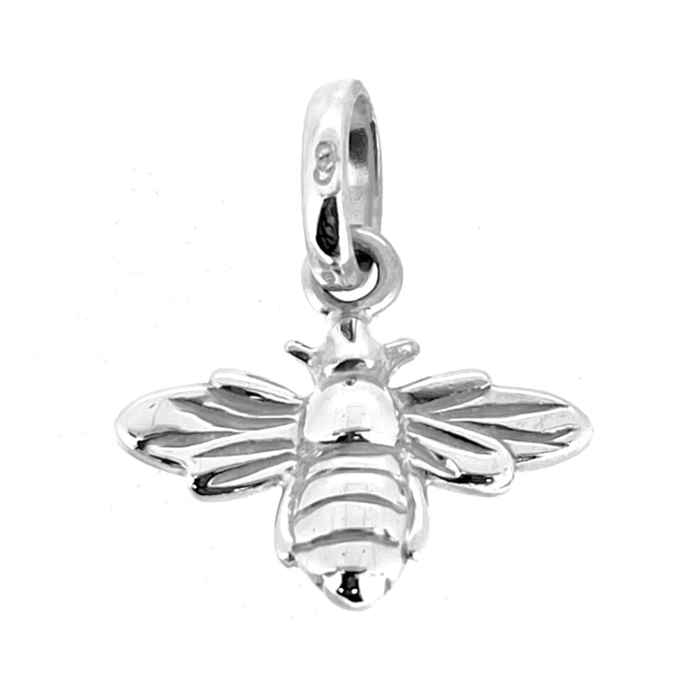 Sterling silver bee charm with detailed wings
