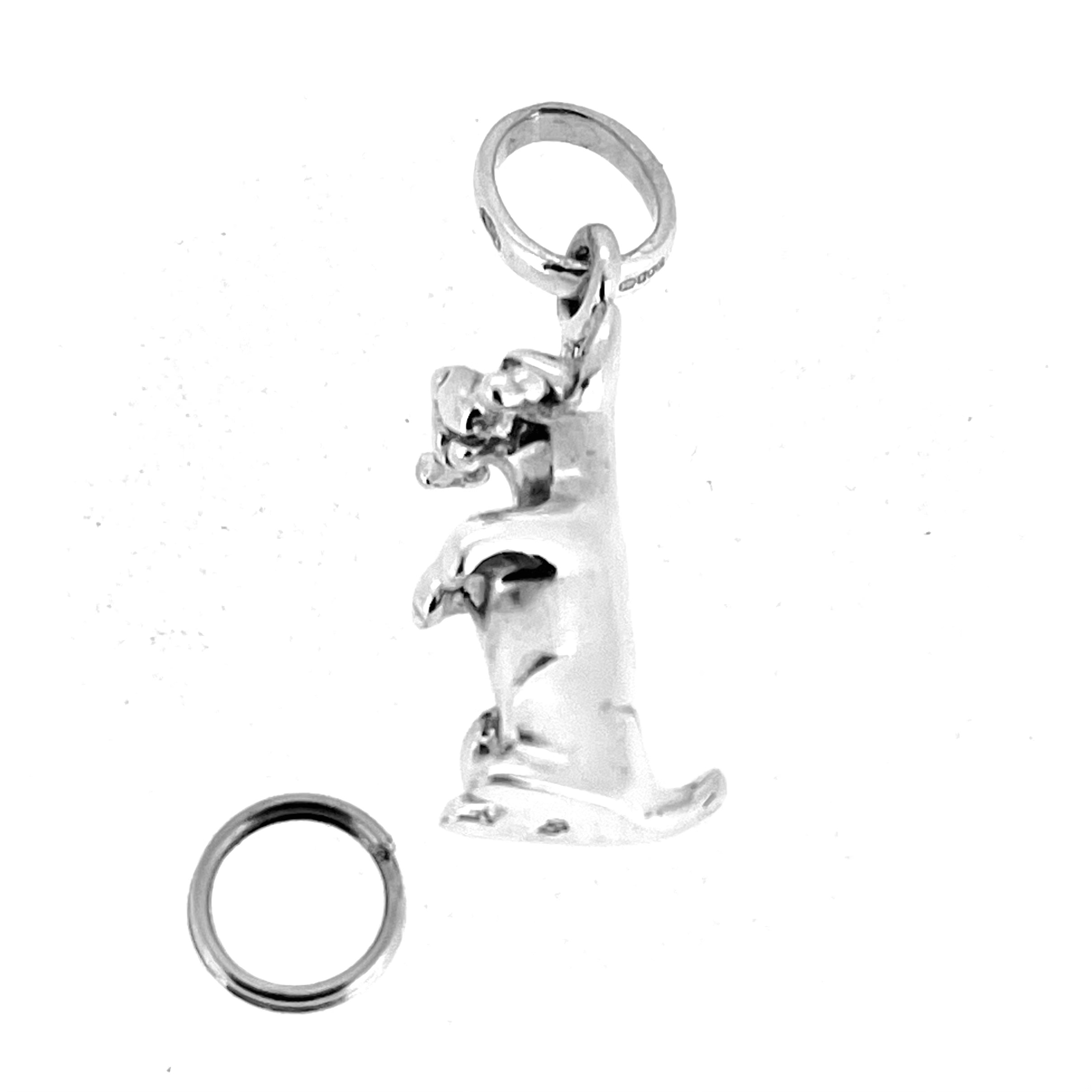 Restored Links of London dog with bone charm in silver