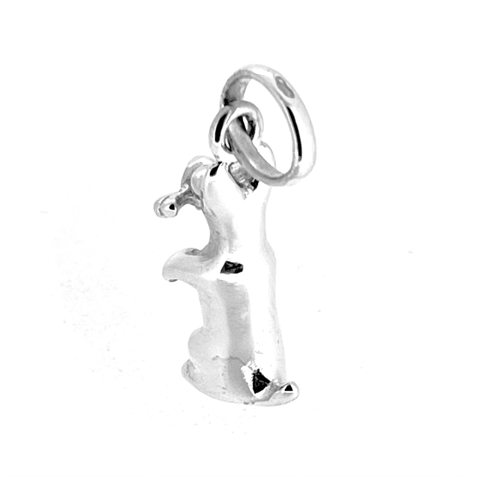 Back view of Links of London seated dog charm in silver