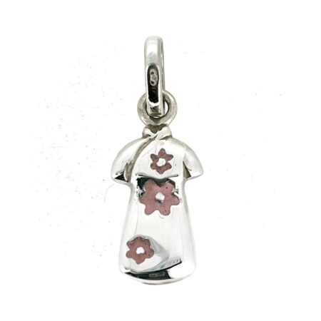 Sterling silver dress charm with pink enamel flowers by Links of London