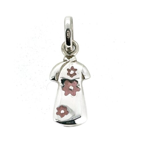 Sterling silver dress charm with pink enamel flowers by Links of London