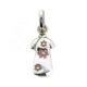 Sterling silver dress charm with pink enamel flowers by Links of London