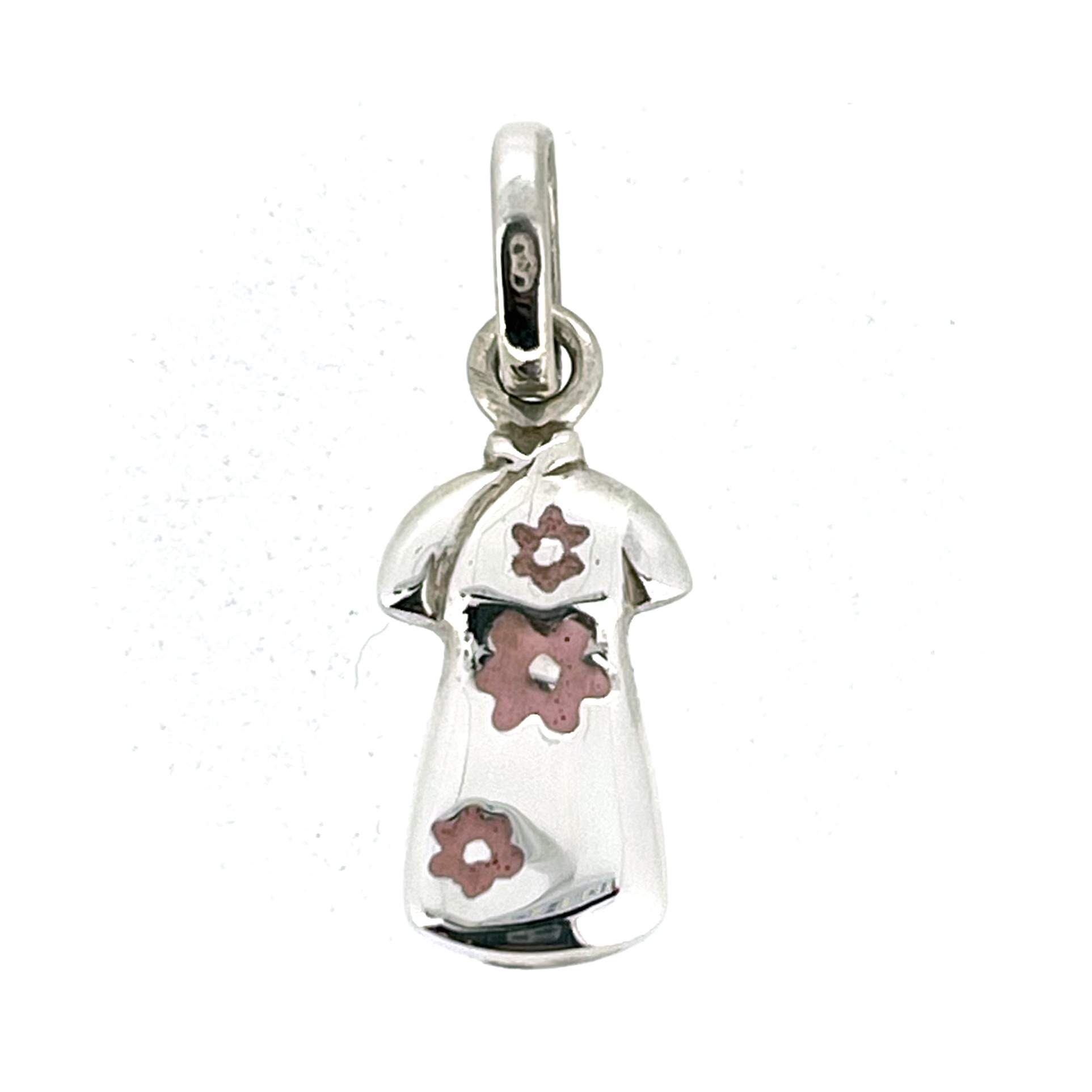 Sterling silver dress charm with pink enamel flowers by Links of London
