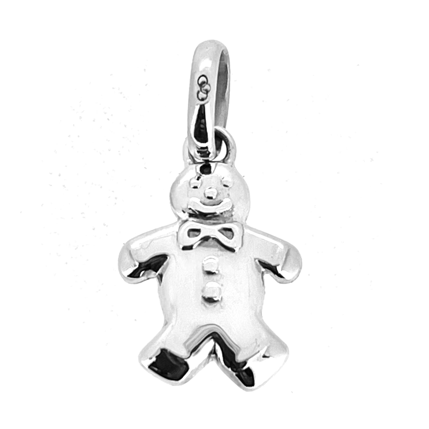Vintage Links of London gingerbread man charm in sterling silver front view