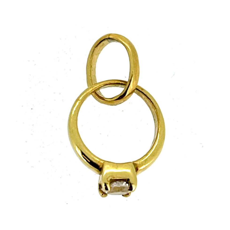 Vintage Links of London Gold Big Rock Diamond Ring Charm