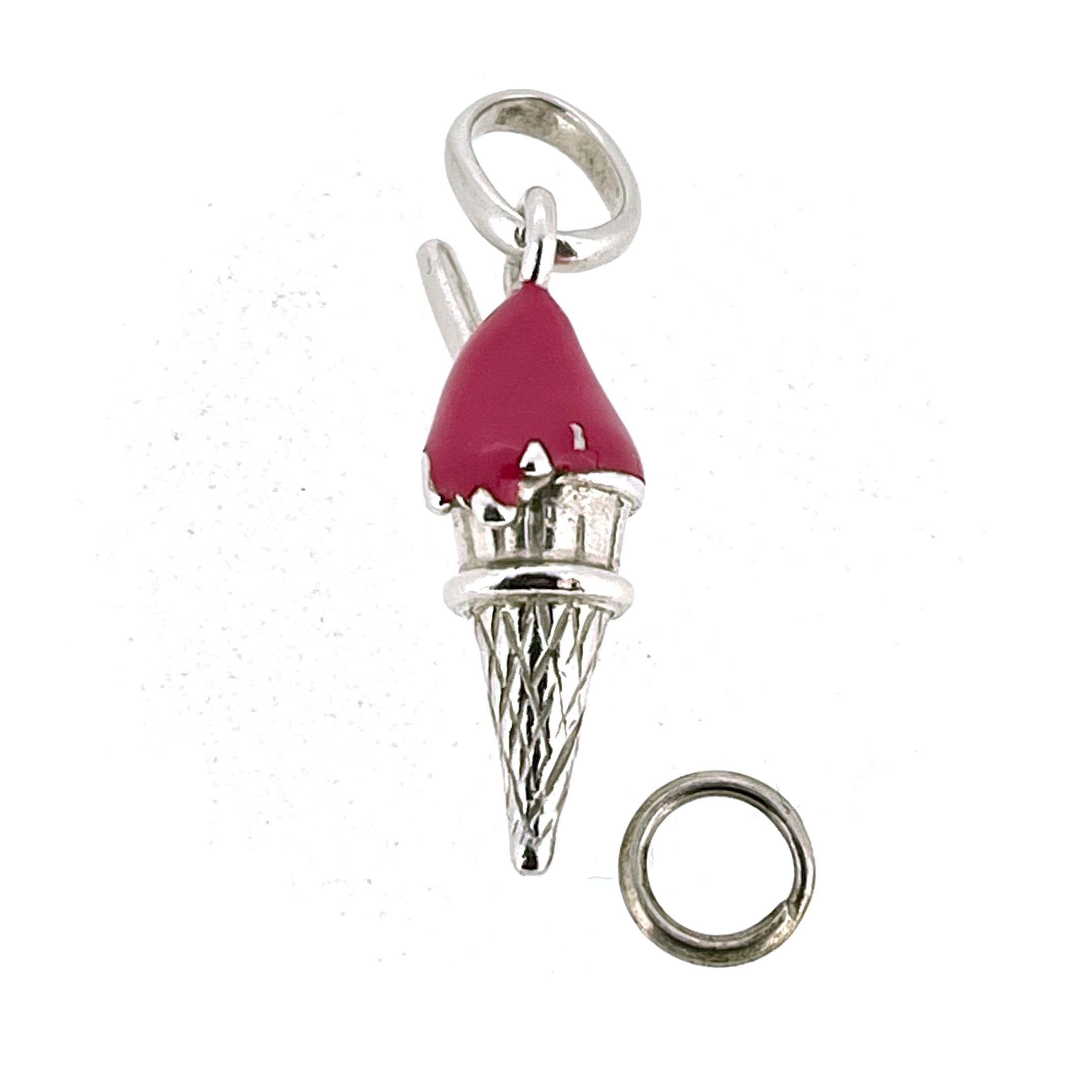 Sterling silver Links of London ice cream charm with textured cone detailing