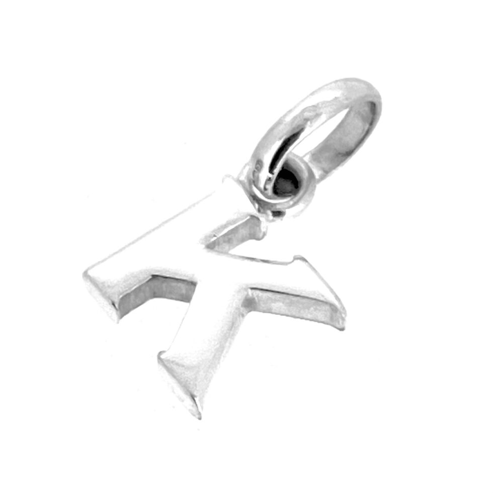 Hallmarked LL 925 Letter K charm in polished silver