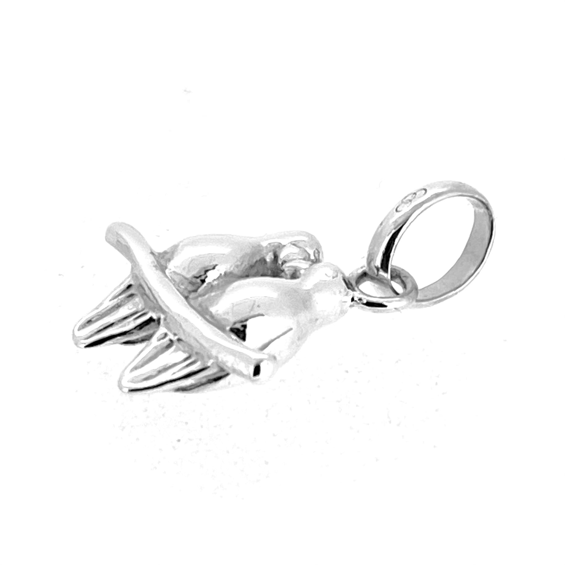 Sterling silver Love Birds charm close-up