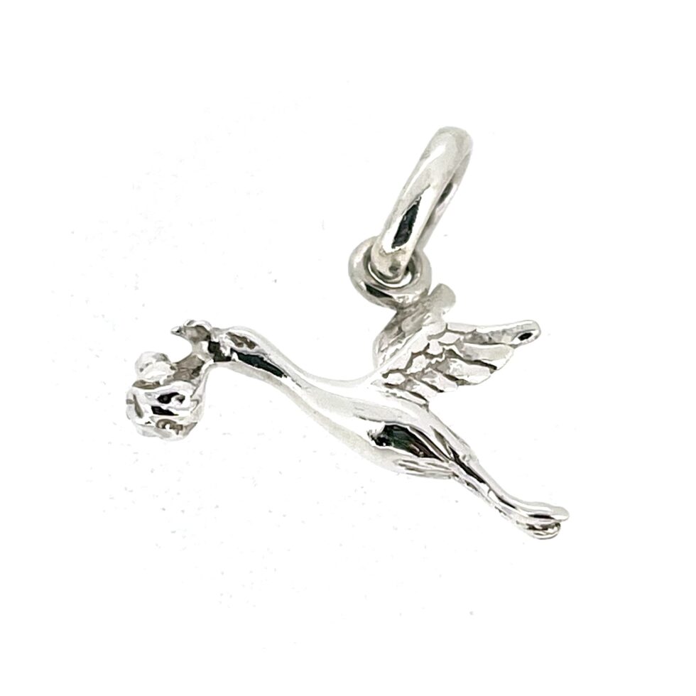 Hallmarked Links of London stork charm close-up