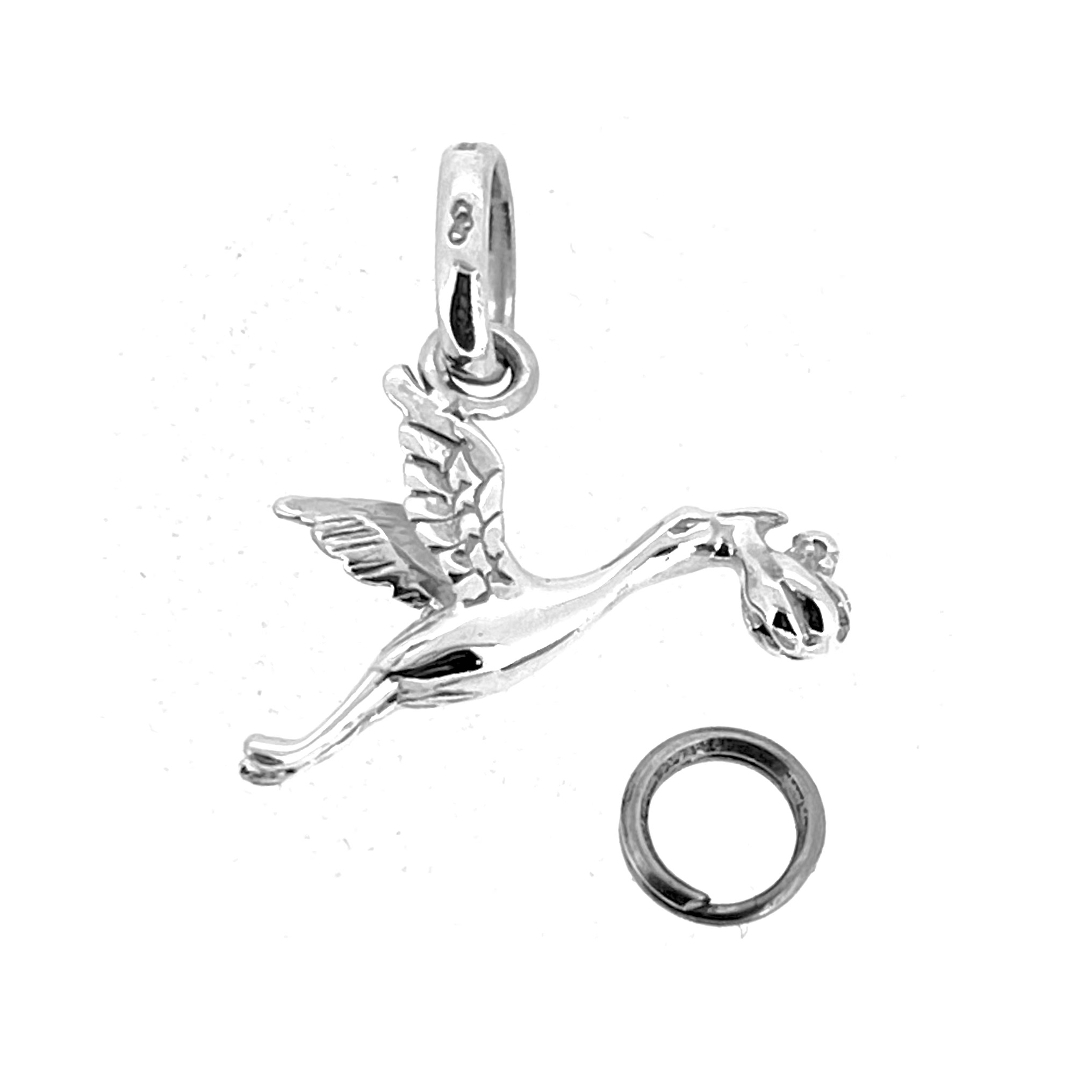 Links of London figurative stork charm polished silver