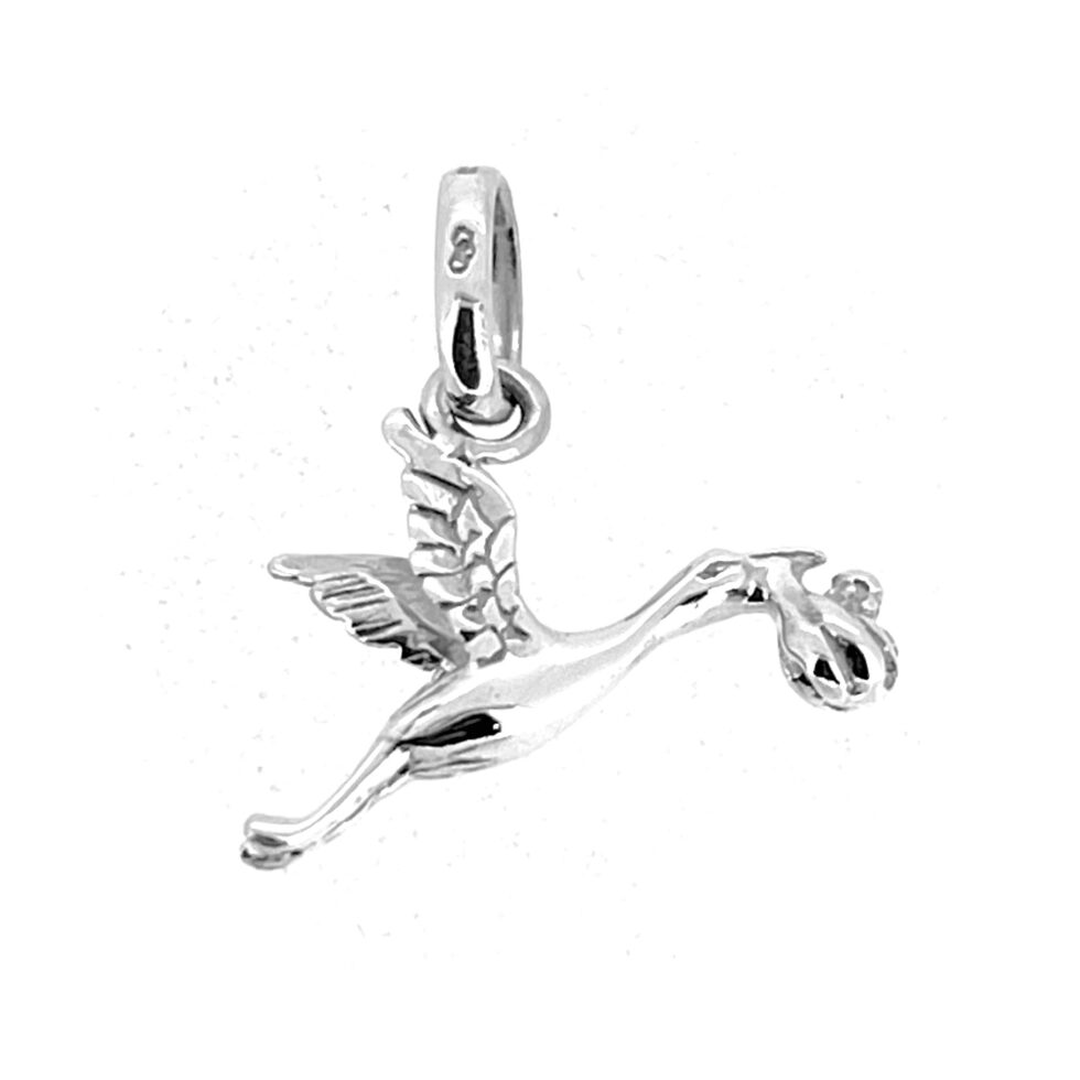 Vintage Links of London stork carrying baby charm sterling silver