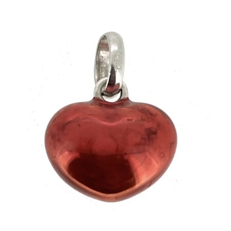 Vintage Links of London sterling silver heart charm with translucent red enamel