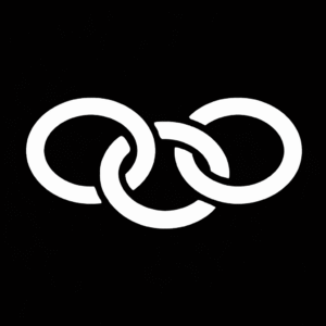 Links of London three rings logo white on black