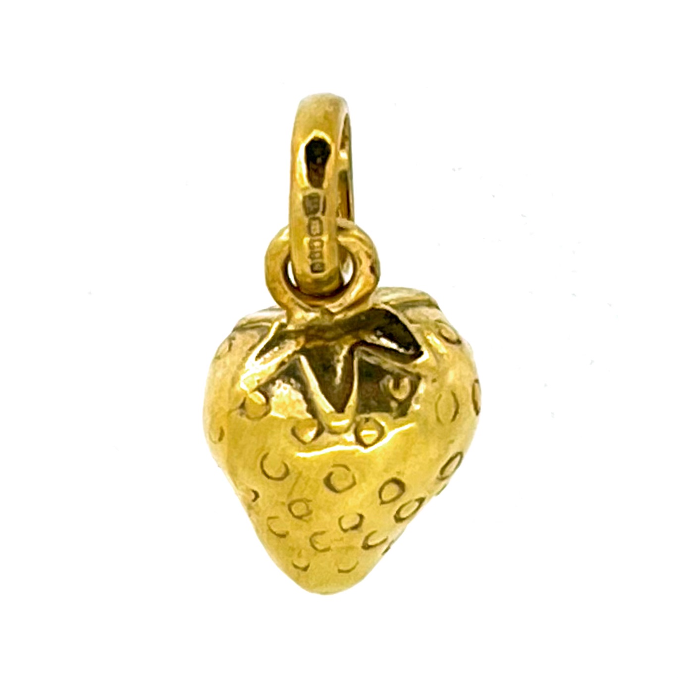 Gold plated strawberry charm for necklace