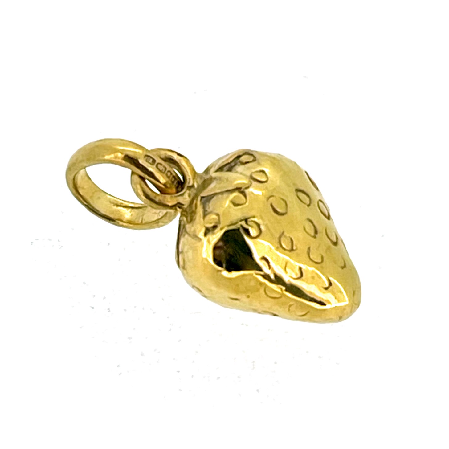 Sterling silver strawberry charm re-plated in gold