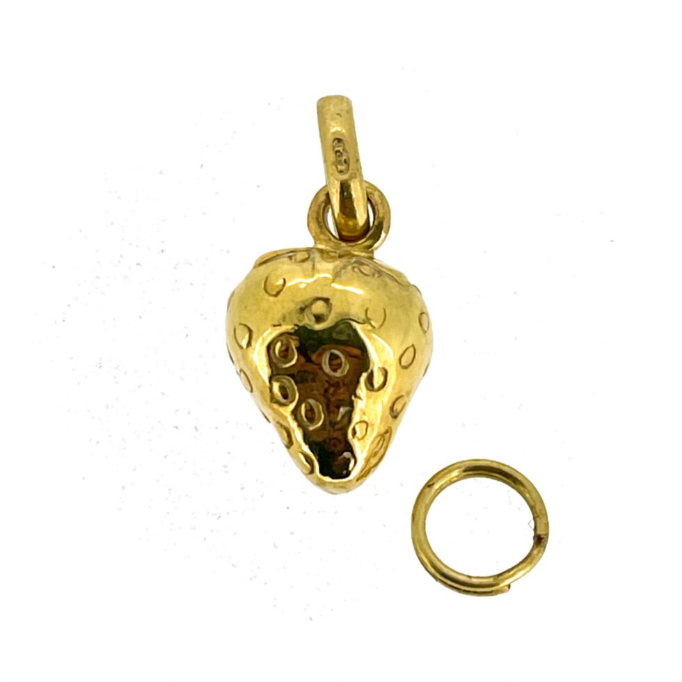 Links of London gold strawberry charm front view