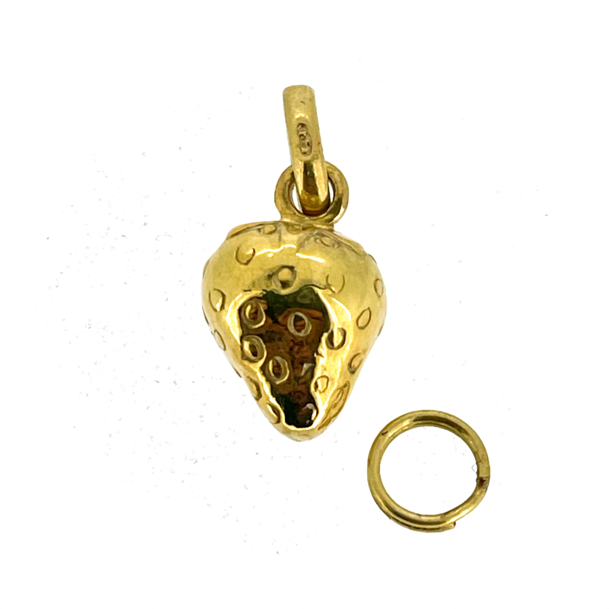 Links of London gold strawberry charm front view