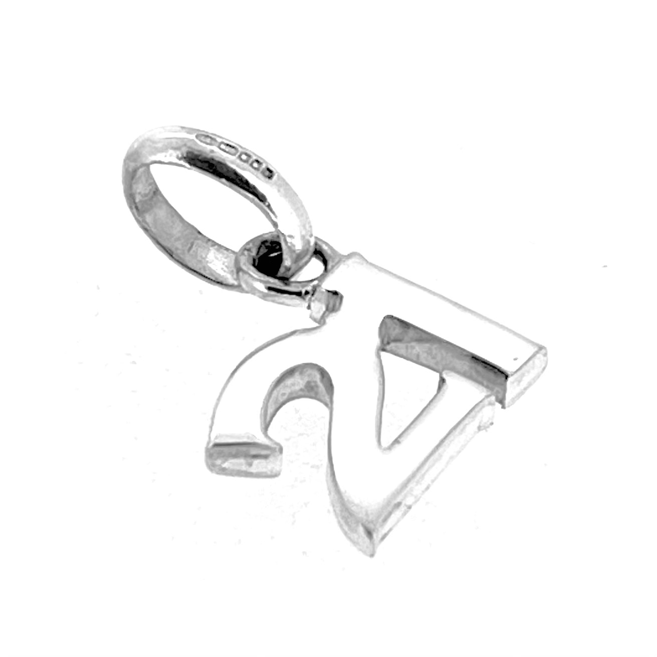 Side profile of flat 21 sterling silver charm