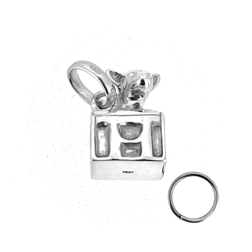 Sterling silver dog in handbag charm with LL hallmark