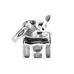 Detailed small dog charm with standard oval bail