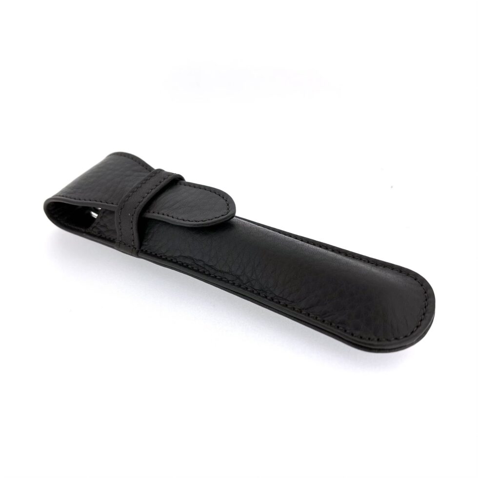 Brown leather Links of London pen case embossed logo