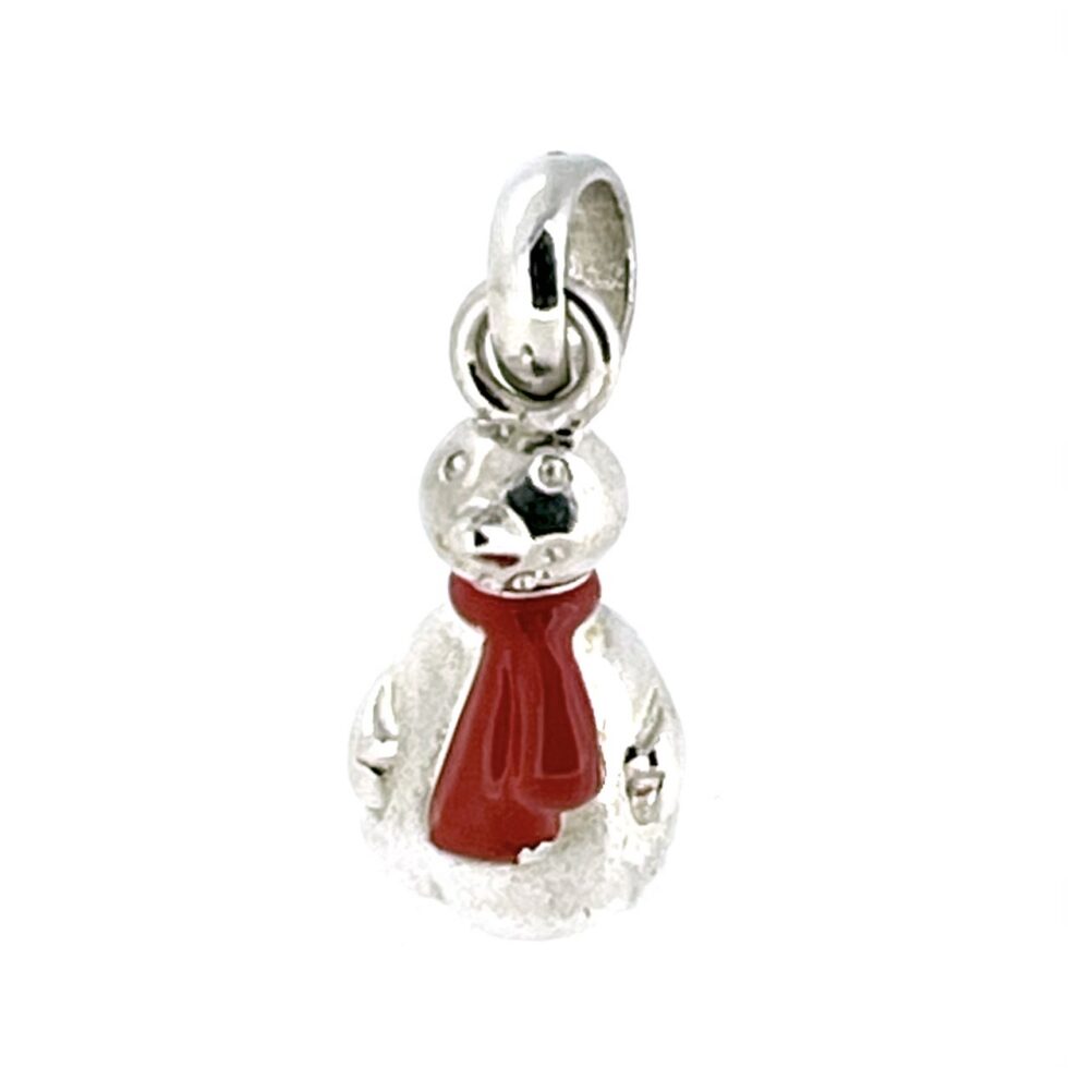 Links of London Snowman Charm 2011 Sterling Silver Red Enamel Scarf