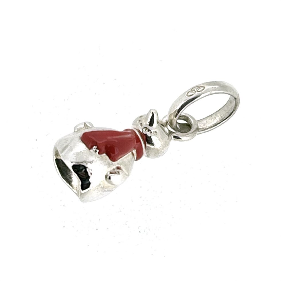 Sterling silver snowman Christmas charm with enamel scarf