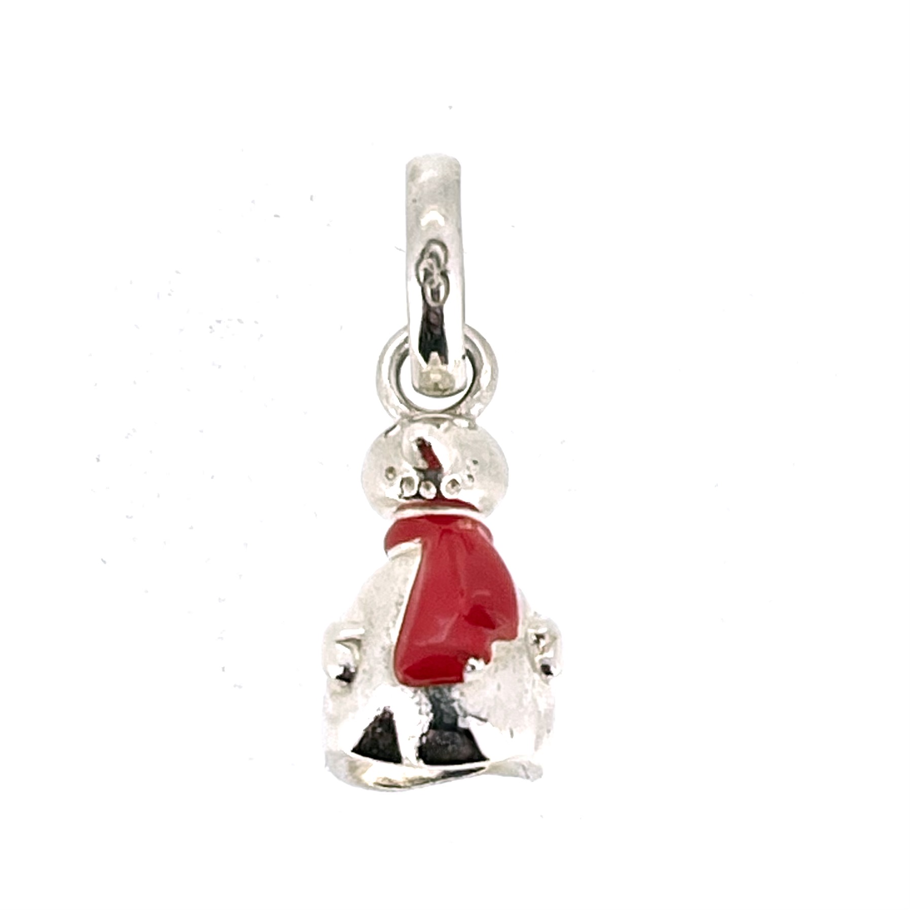 Links of London sterling silver snowman charm with red enamel scarf