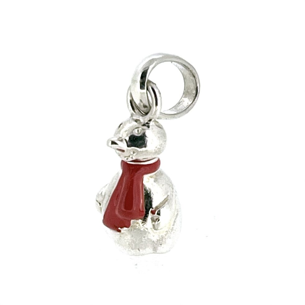 Links of London Snowman Charm 2011 Sterling Silver Red Enamel Scarf