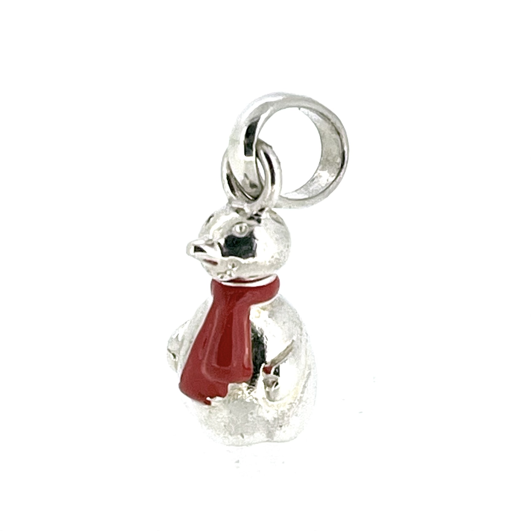 Links of London Snowman Charm 2011 Sterling Silver Red Enamel Scarf