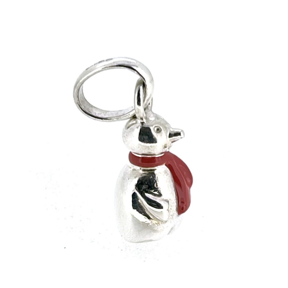 Side profile of sterling silver snowman charm