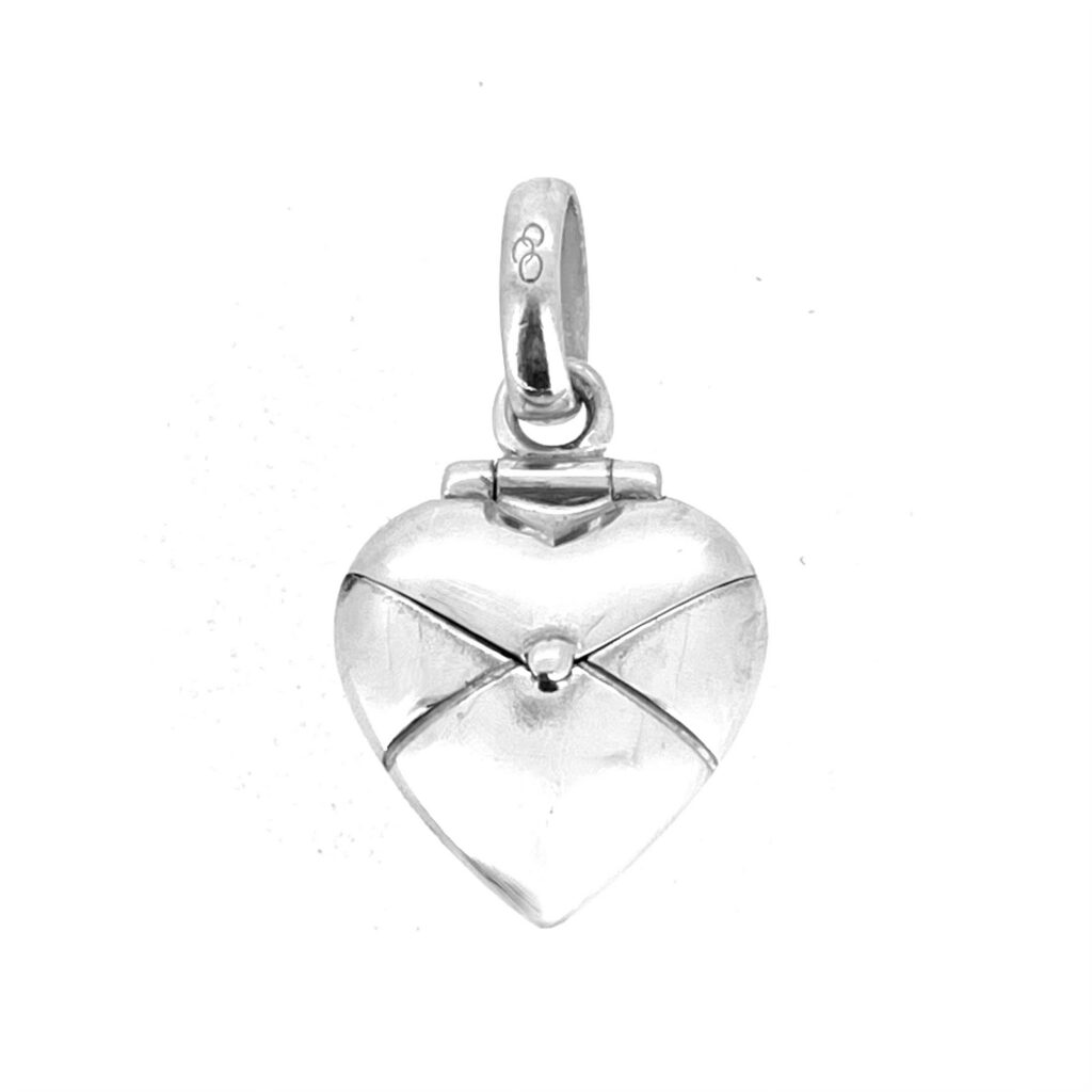 Heart envelope charm with opening locket design