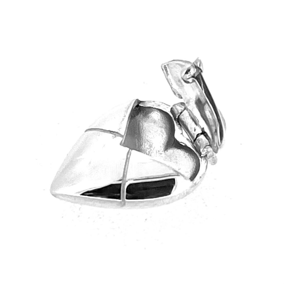 Sterling silver heart envelope charm front view