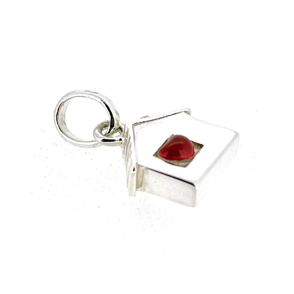Links of London house charm front view with red enamel detail