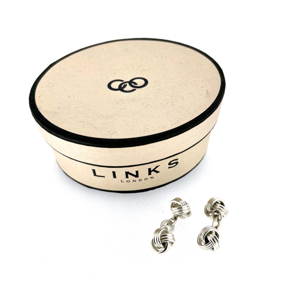 Knot cufflinks in period oval box