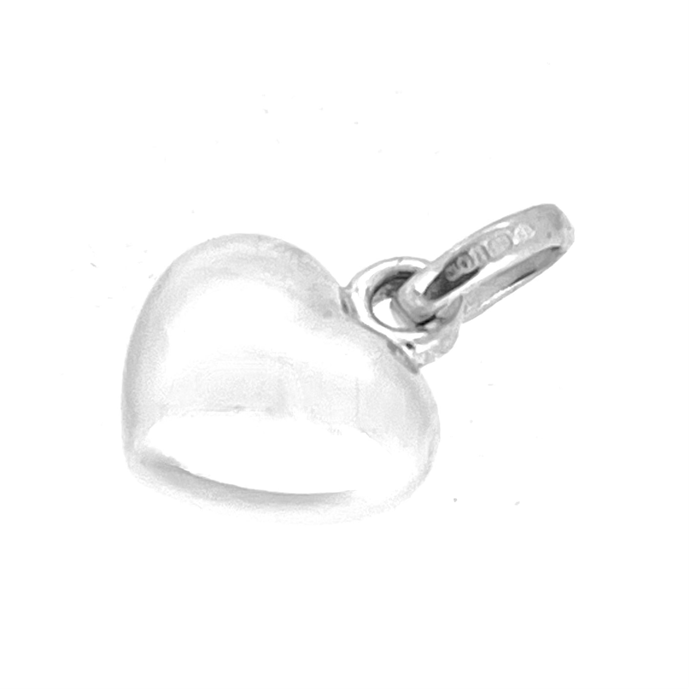Mini puffed heart charm in solid 925 sterling silver