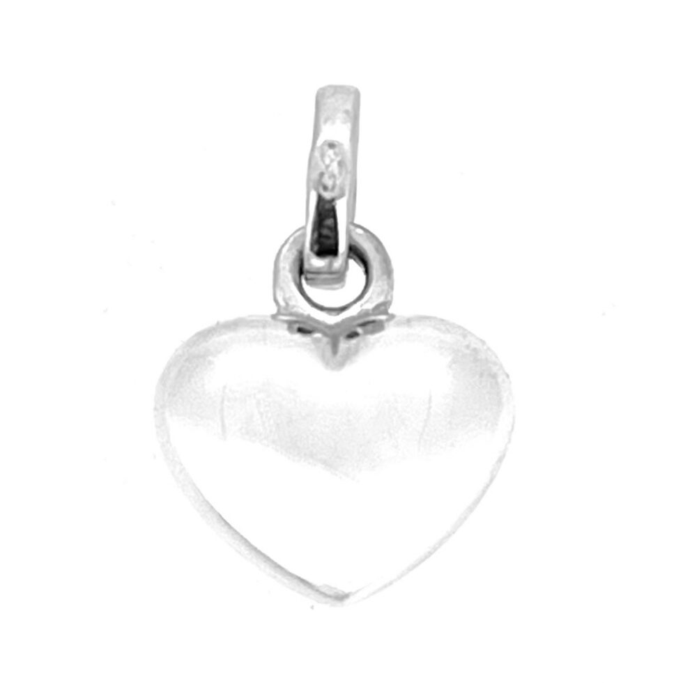 Polished sterling silver puffed heart charm