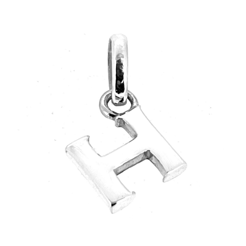 Modern Block Alphabet H sterling silver charm