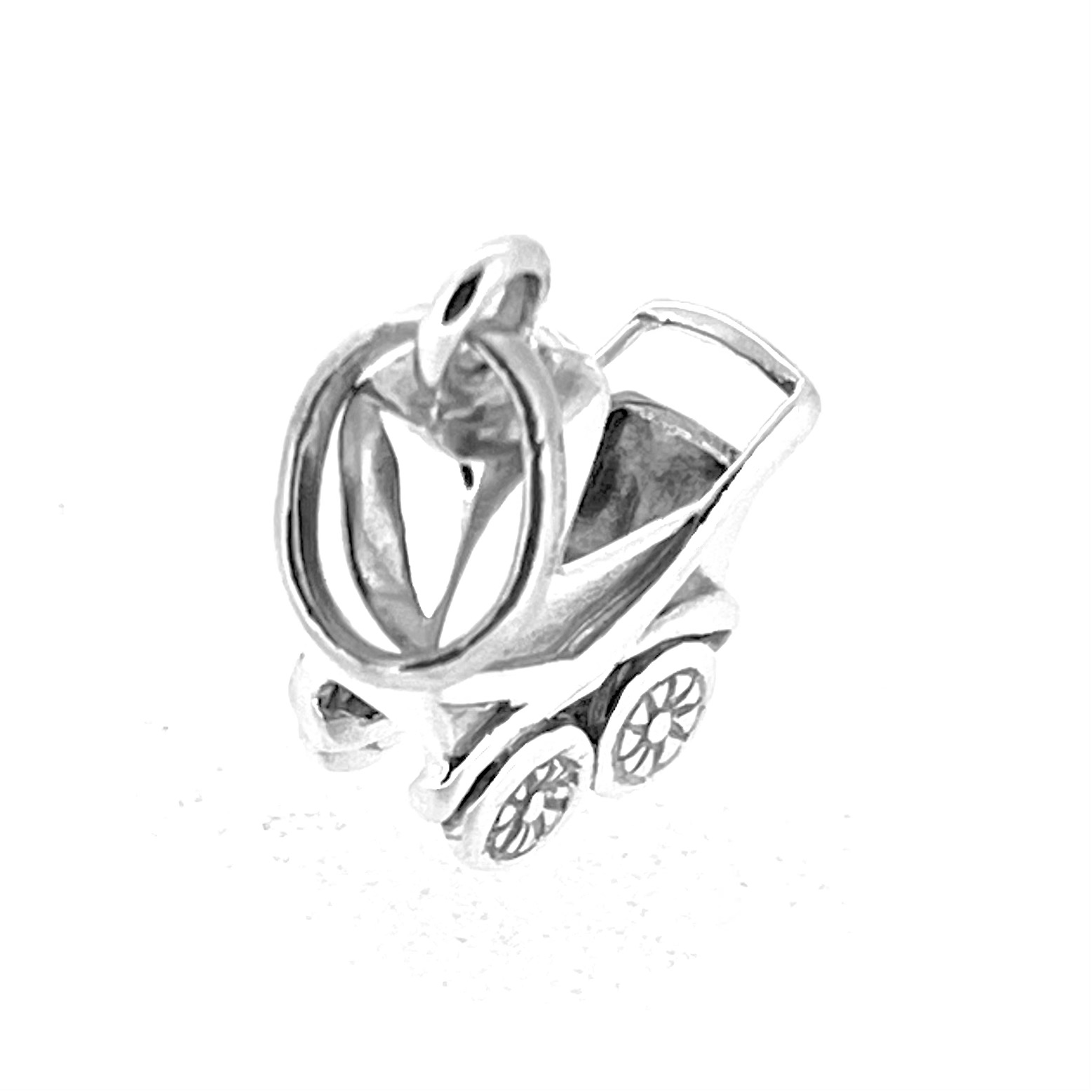 Sterling silver pram charm 14mm length