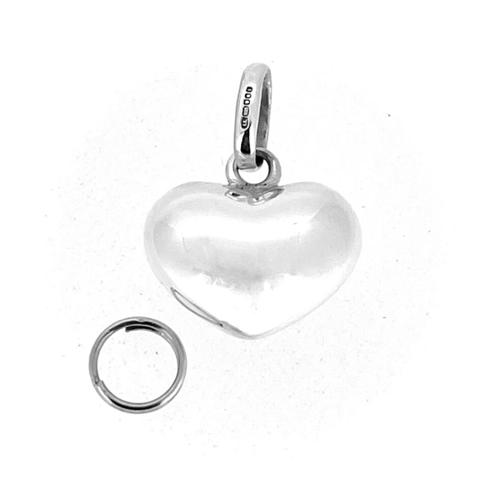 Polished sterling silver charm front detail