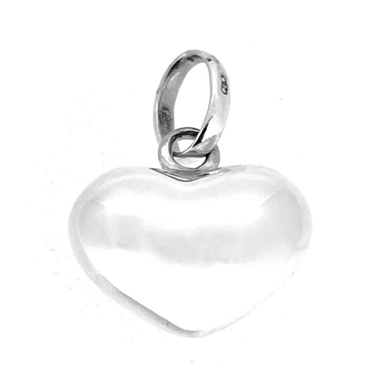 Puffed heart charm with oval bail detail