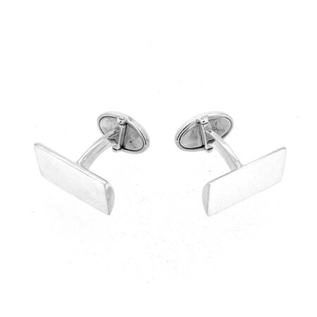 20mm x 12mm rectangular silver cufflink front