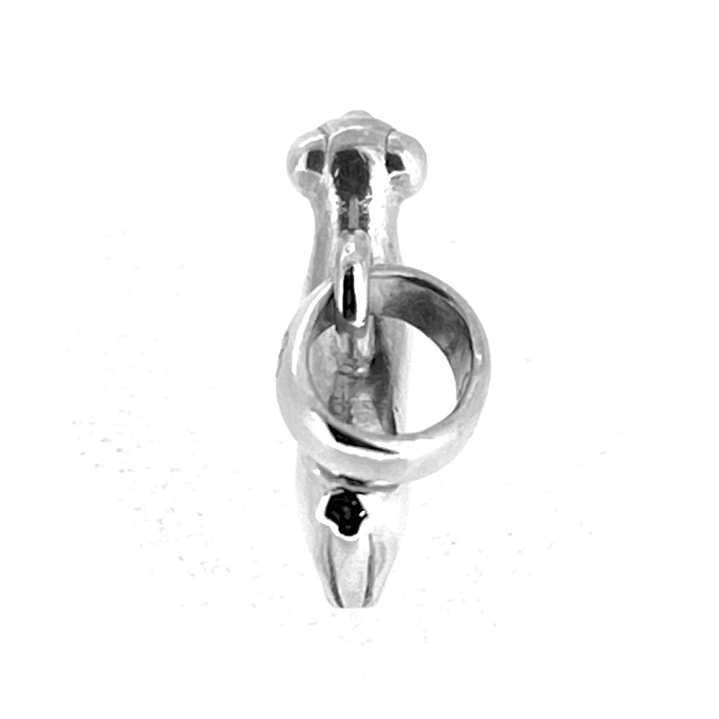 culptural dachshund silhouette in sterling silver